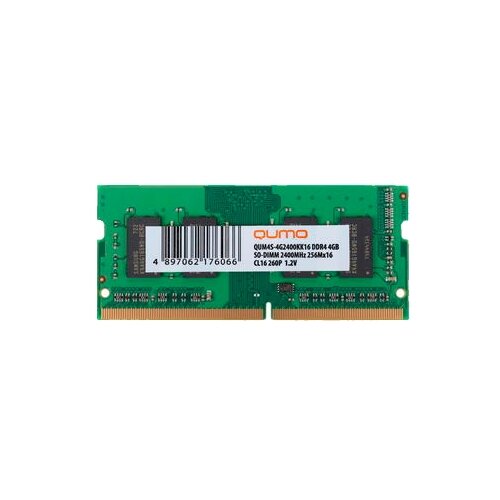 Модуль памяти Qumo SO-DIMM DDR4 4ГБ PC4-19200 2400MHz 12V CL16 QUM4S-4G2400KK16 179000₽