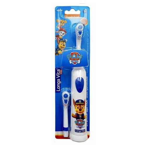 Купить Электрическая зубная щетка Longa Vita Paw Patrol детская, ротационная 2 насадки от 3-х лет, синяя, синий