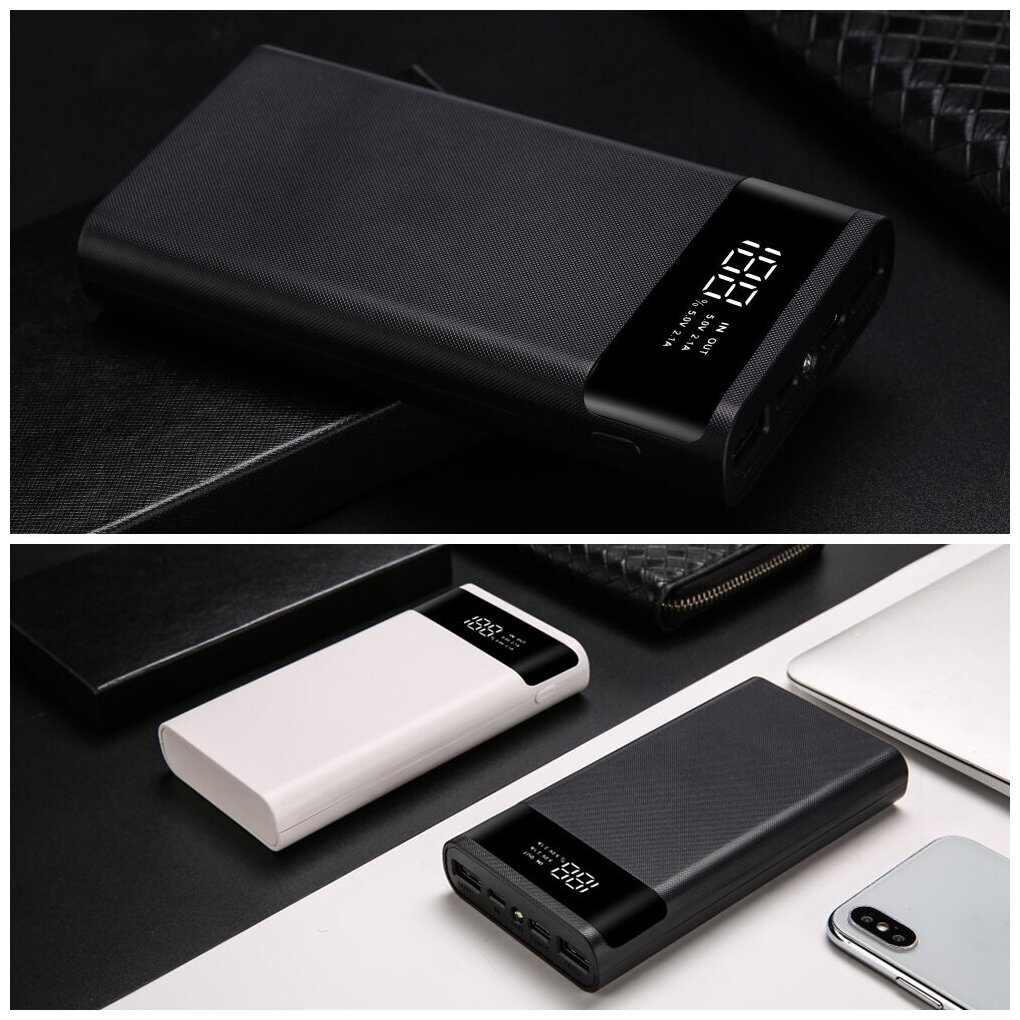 Корпус для PowerBank с двумя USB-портами 5 В 4*18650 чёрный