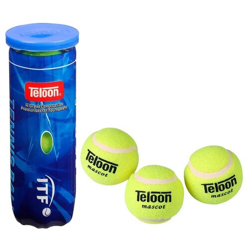 Мяч для большого тенниса TELOON,3шт/уп, трениров. Класс В, желтый,616Т Р3