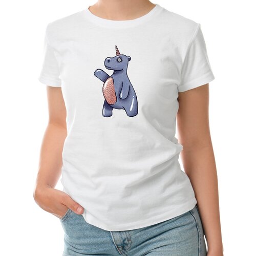 фото Женская футболка «бегемот: кто угодно может быть единорогом» (2xl, белый) roly