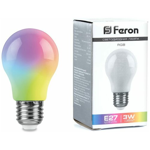 Лампа светодиодная Feron E27 3W RGB матовая LB-375 38118