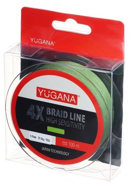 Леска плетеная YUGANA X4 PE Green 0.37 mm 100 m 7702087