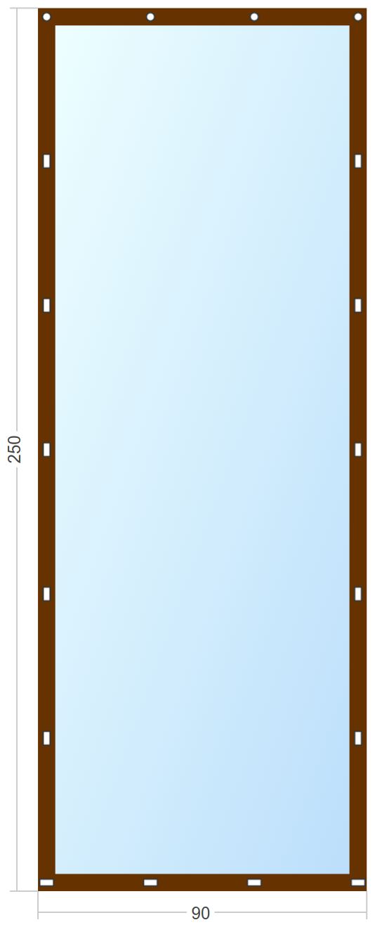 Мягкое окно Софтокна 90х250 см съемное, Скоба-ремешок, Прозрачная пленка 0,7мм, Коричневая окантовка, Комплект для установки - фотография № 3