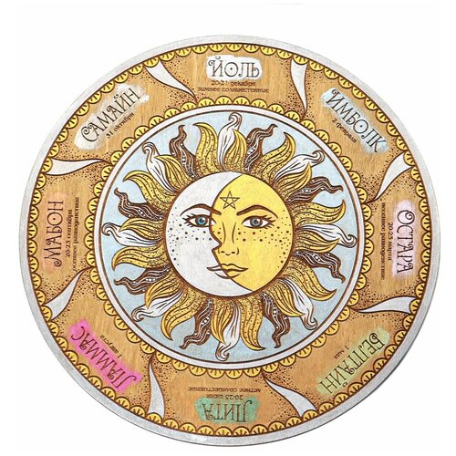 Алтарь для ритуалов SILVARIE "Викканское Колесо Года, Солнце и Луна", 24 см