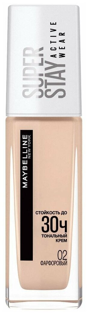 Maybelline New York Super Stay Active Wear Стойкий Тональный крем 30ч, тон 02 фарфоровый