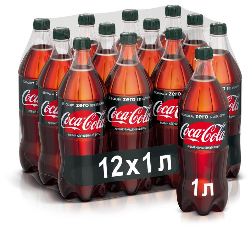 Кока кола Зеро 1л упаковка 12шт - фотография № 1