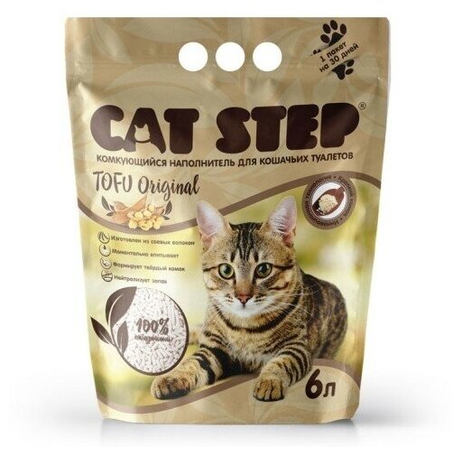 Наполнитель растительный комкующийся Cat Step Tofu Original для кошек Ваниль (6.0 л) - фотография № 2