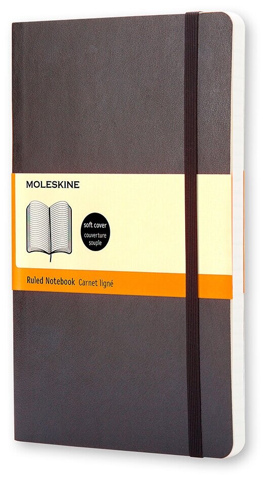 Блокнот Moleskine CLASSIC SOFT QP616 Large 130х210мм 192 стр. линейка мягкая обложка черный