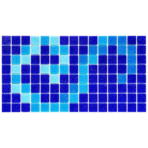 Бордюр из цветного стекла чип 20 Alma BE116(m) синий голубой квадрат глянцевый