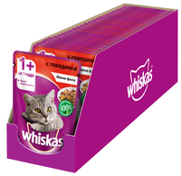 Корм для кошек Whiskas (0.085 кг) 24 шт. Мини-филе с говядиной для взрослых кошек 0.085 кг 24