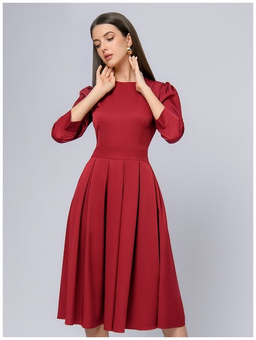 Платье 1001dress, повседневное, миди, размер 46, бордовый