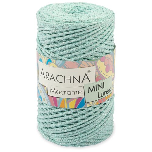 Пряжа ARACHNA "Macrame Mini Lurex" 75% хлопок, 15% полиэстер, 10% люрекс 4 шт. х250г 200м №19 мятно-серебряный