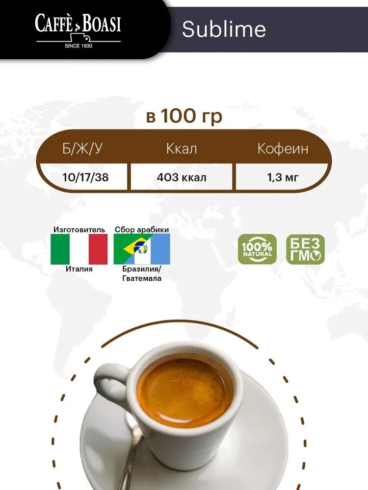 Кофе молотый Caffe Boasi "Sublime 100% Arabica", 500 гр (2 шт. х 250 гр) - фотография № 3