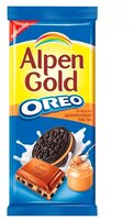 Шоколад Alpen Gold Oreo молочный с дробленым печеньем "Орео" и арахисовой пастой, 95 г