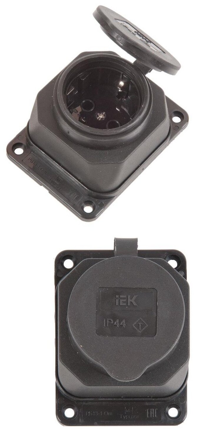 Power Socket / Розетка кабельная наружной установки IР44 16А 2Р+E каучук омега IEK PKR11-016-2-K02