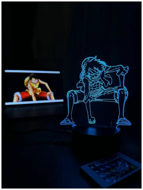 3D Светильник-ночник аниме Ван-Пис One Piece Монки Д. Луффи / Luffy Monkey D. , ночник для мальчиков и девочек
