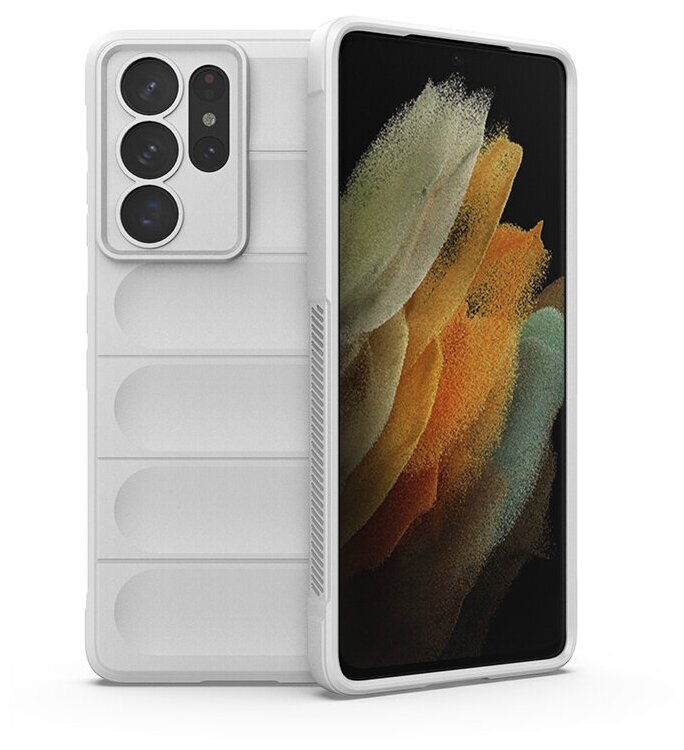 Противоударный чехол Flexible Case для Samsung Galaxy S21 Ultra белый
