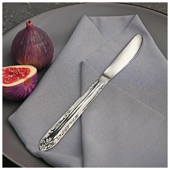Нож столовый Доляна "Соня", h 20,5 см, толщина 2 мм, цвет серебряный
