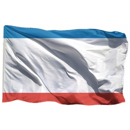 Флаг Крыма - флаг Республики Крым на шёлке, 90х135 см - для ручного древка