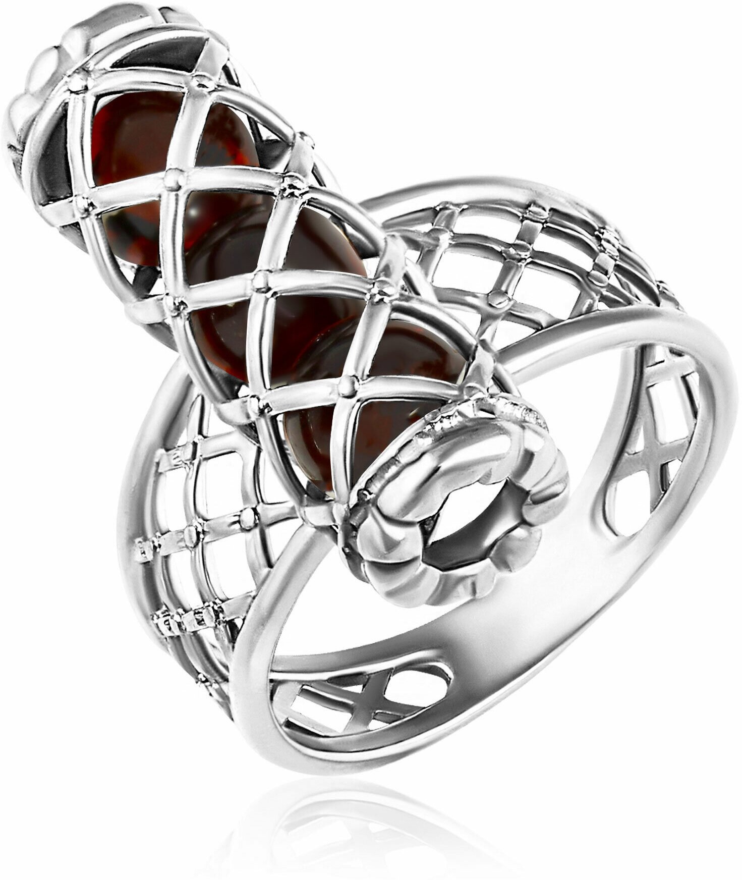 Серебрянное кольцо Дарвин с подвижным янтарём 420041031gg-к 