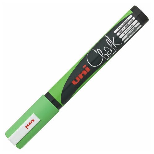 Маркер меловой UNI Chalk, 1,8-2,5 мм, зеленый, влагостираемый, для гладких поверхностей, PWE-5M F.GREEN (арт. 152494)