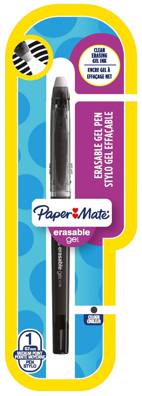 Ручка гелев. Paper Mate Replay Erasable Gel (1984484) d=0.7мм черн. черн. блистер сменный стержень стираемые чернила