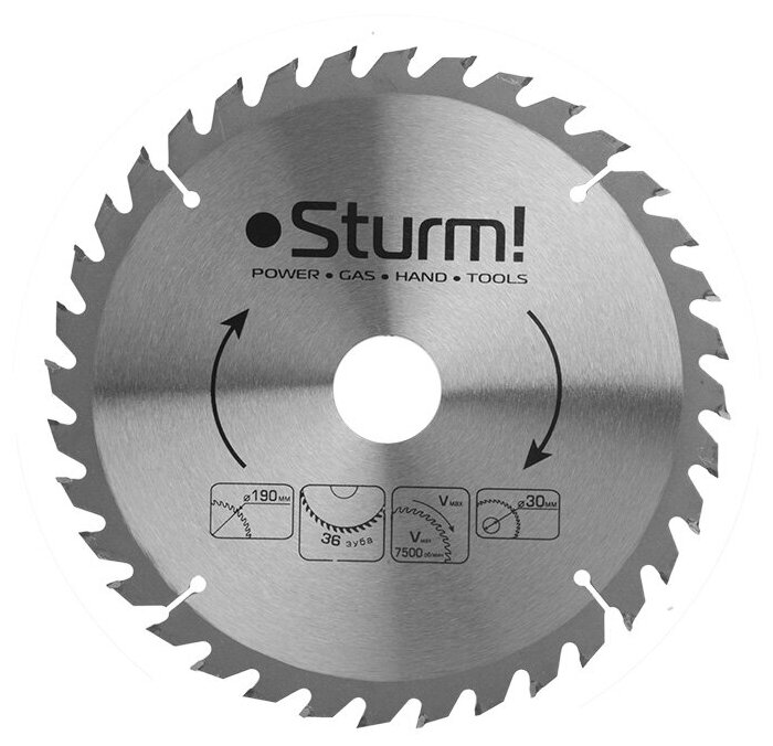 Пильный диск Sturm! 9020-190-30-36T размер 190х30x36 зубьев, твердосплавные напайки