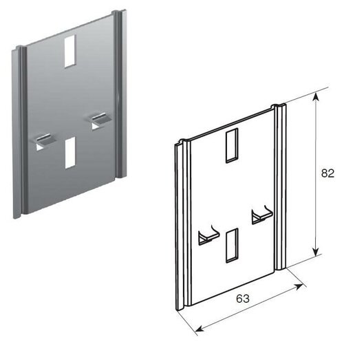 Пластина крепления сдвоенных горизонтальных направляющих 82мм с пазами для крепления, SPVPT31-82h - DoorHan