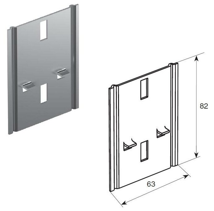фото Пластина крепления сдвоенных горизонтальных направляющих 82мм с пазами для крепления, SPVPT31-82h - DoorHan