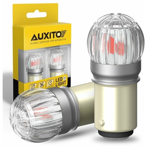 Светодиодная лампа AUXITO 1157 P21/5W цоколь BAY15d 2шт двухконтактная красный свет LED автомобильная
