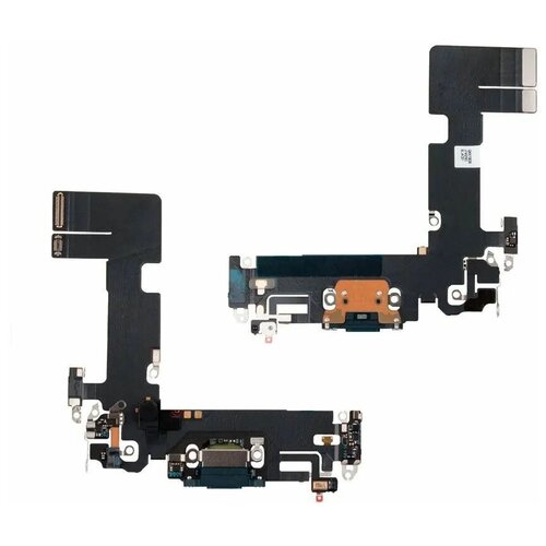 Шлейф для iPhone 13 на системный разъем, микрофон Черный - Премиум, 1 шт.