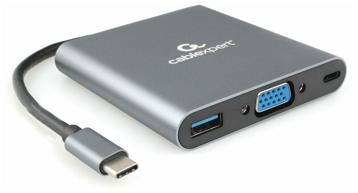 Адаптер интерфейсов Cablexpert A-CM-COMBO6-01, USB-CM 6-в-1, Hub3.0, HDMI, VGA, кардридер, стерео-звук