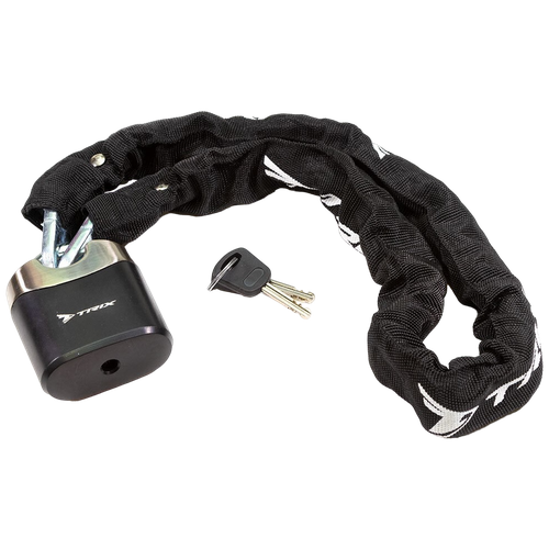 фото Trix замок велосипедный цепь навесной замок с ключами 8x900мм в тканевой оплетке стальной черный