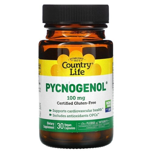 Капсулы Country Life Pycnogenol, 150 г, 100 мг, 30 шт.