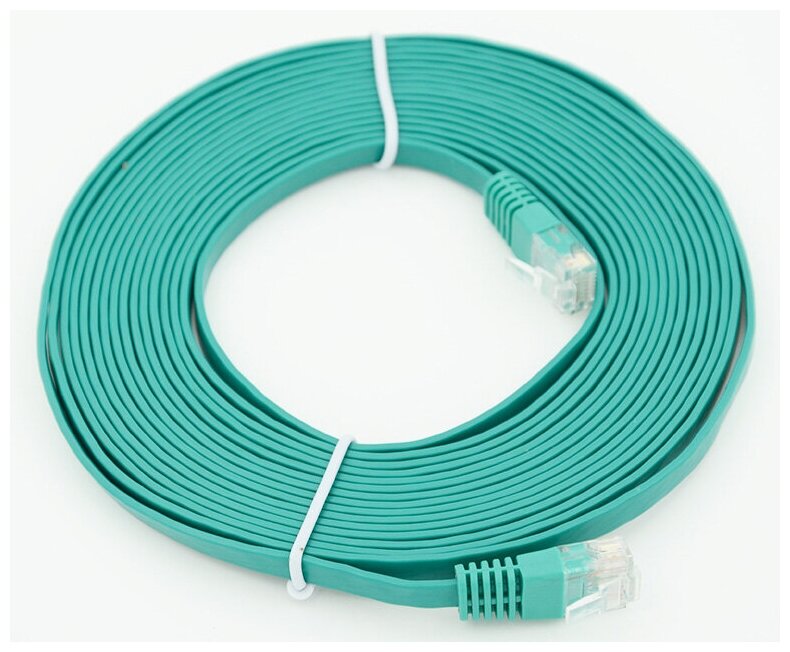 Патч-корд Flat cat5E molded 5м зеленый RJ-45 (m)-RJ-45 (m) - фотография № 3