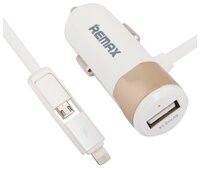 Автомобильная зарядка Remax FAST8 1 USB 8 pin / micro USB (RCC102) серебряный