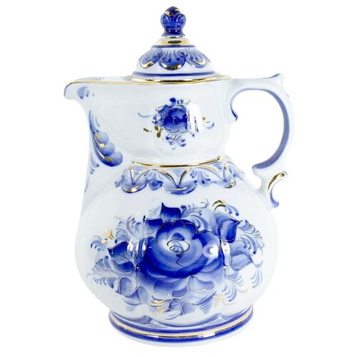 Кувшин Полдень золото объем 1768 мл. Гжель ручная роспись