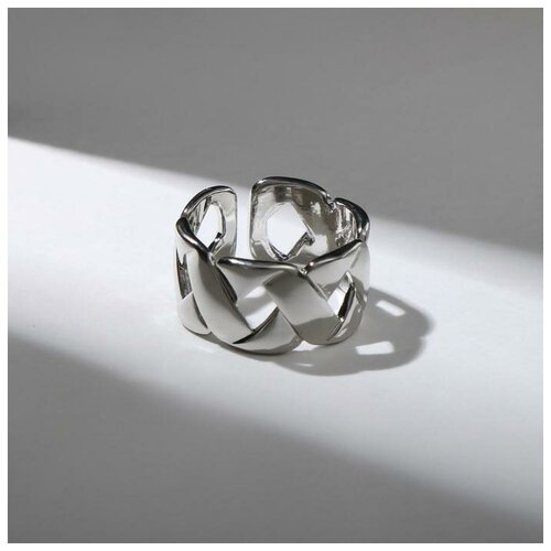 Кольцо, безразмерное, серебряный кольцо звенья тренд цвет серебро безразмерное