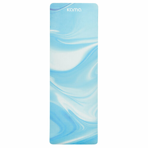 Коврик для йоги и фитнеса Kama, нескользящий, TPE, микрофибра, голубой меланж