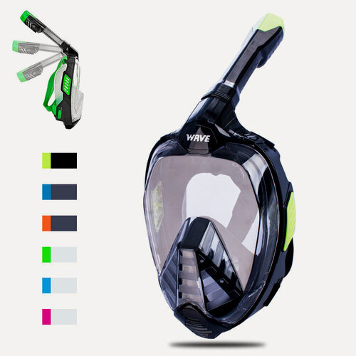 Изображение товара Маска для подводного плавания Wave Free Diving Mask HD, с полным сухим дыханием, противотуманная, S/M