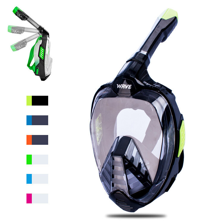 Маска для подводного плавания Wave Free Diving Mask HD, L/XL, черная/светло-желтая