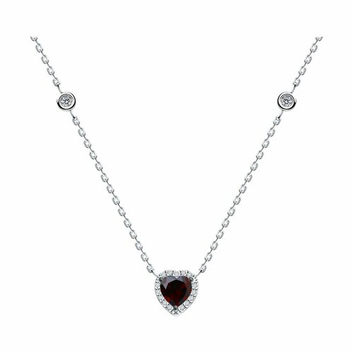 Колье Diamant online серебро 925 проба гранат фианит длина 55 см красный 5137₽