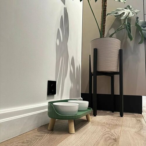 Керамические миски на подставке для кошек и собак, зеленые