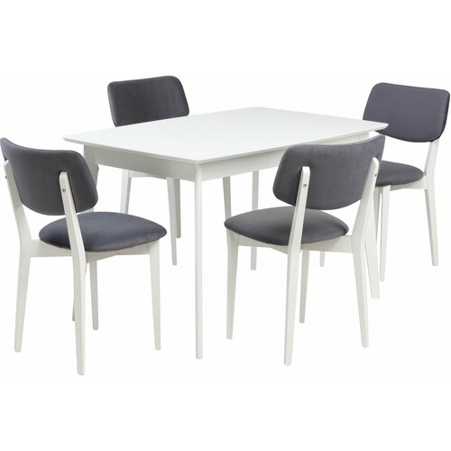 Обеденная группа для кухни стол раздвижной Норден 120 Белый и 4 стула Мэти БелыйСерый велюр 52990₽
