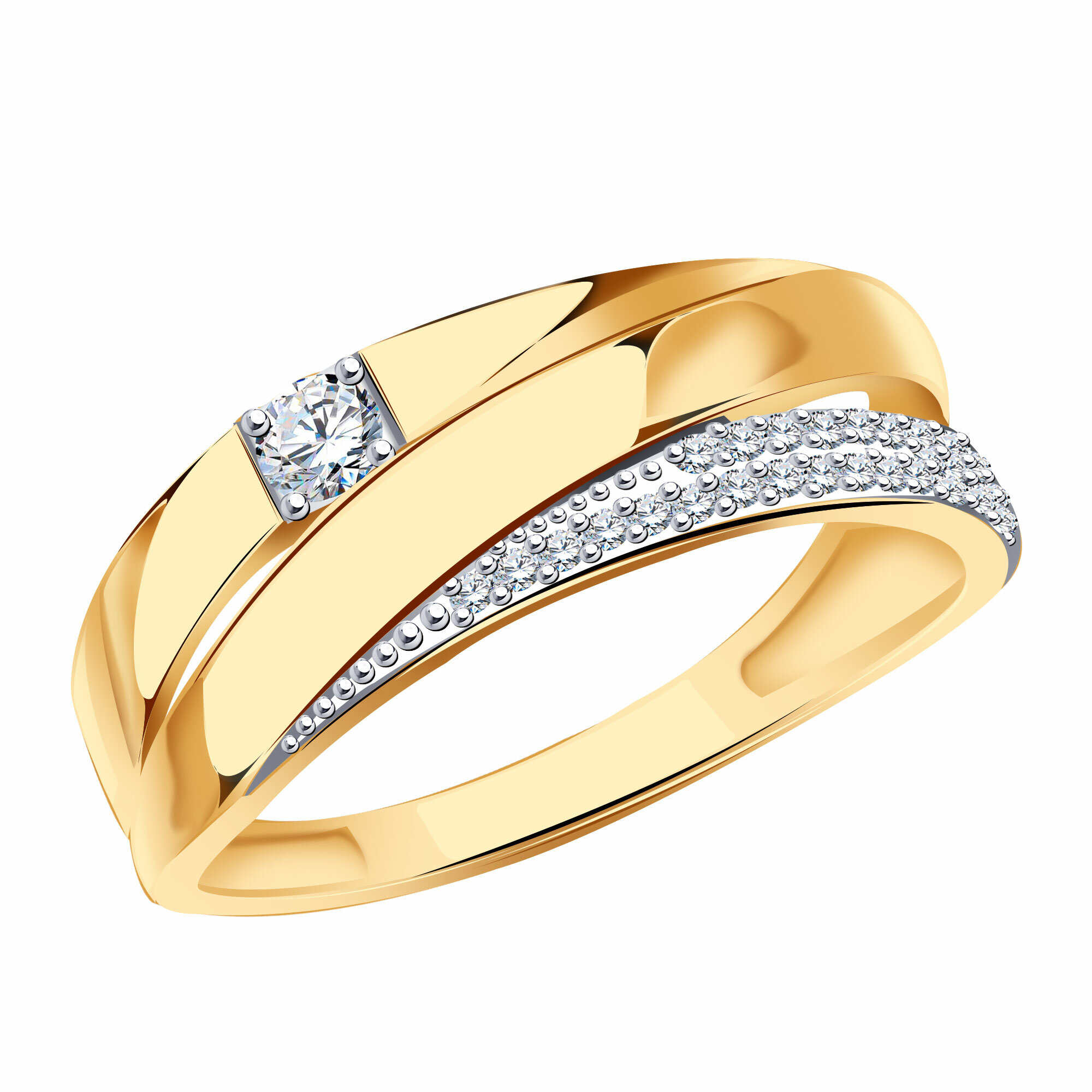 Кольцо дорожка Diamant online, красное золото, 585 проба, циркон