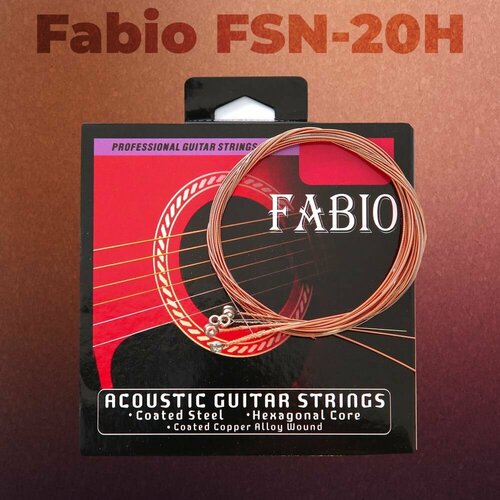 фото Струны для акустической гитары fabio fsn-20h (hard tension) бронзовые jordani