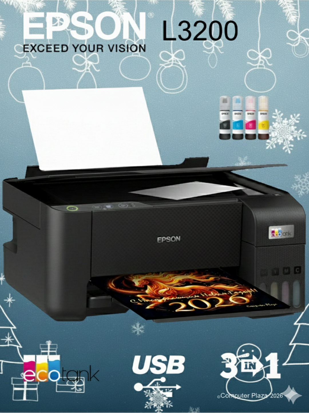 МФУ Epson L3200 цветной струйный принтер сканер копир USB A4