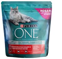 Корм для кошек Purina ONE (1.5 кг) Для стерилизованных кошек и котов с высоким содержанием Лосося и 