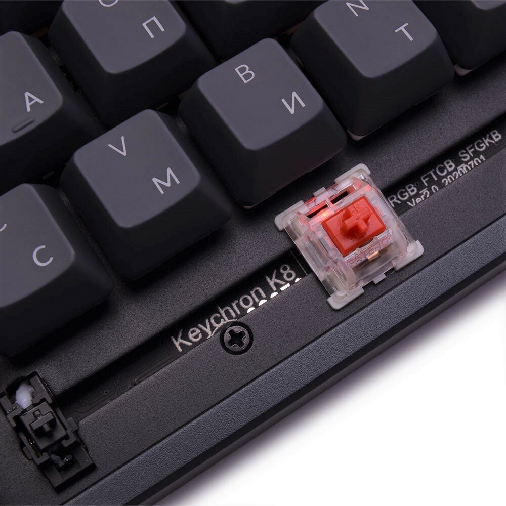 Клавиатура механическая беспроводная Keychron K8, Bluetooth, RGB, Gateron Red Switch, Черный/Серый K8J1 - фото №11